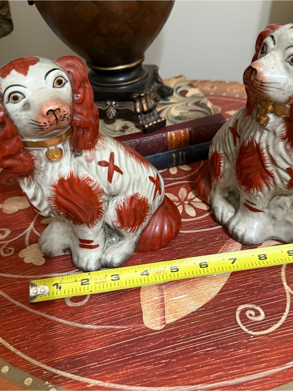 Unbranded Red and White Ceramic Staffordshire-Style Dog Figurine